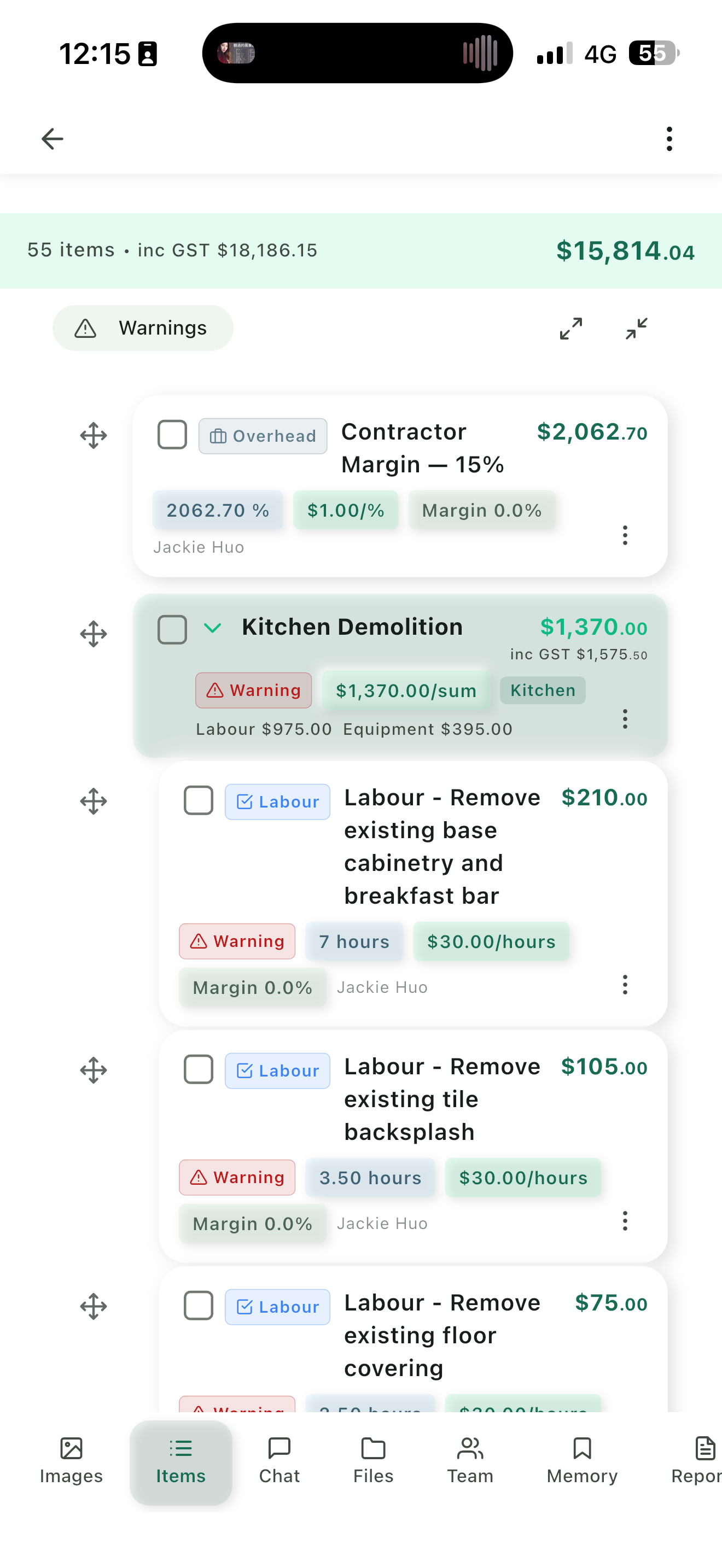 Inoscope phone chat workspace screen