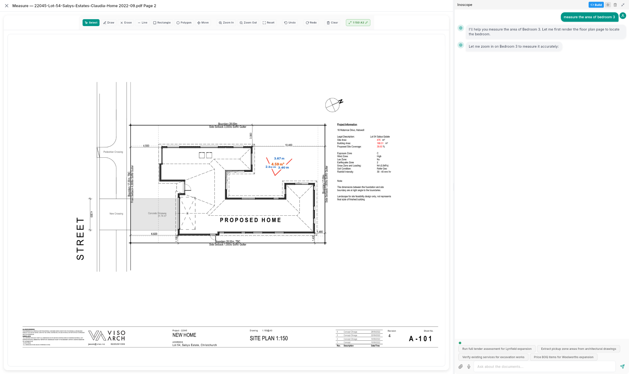 Inoscope generating estimate line items