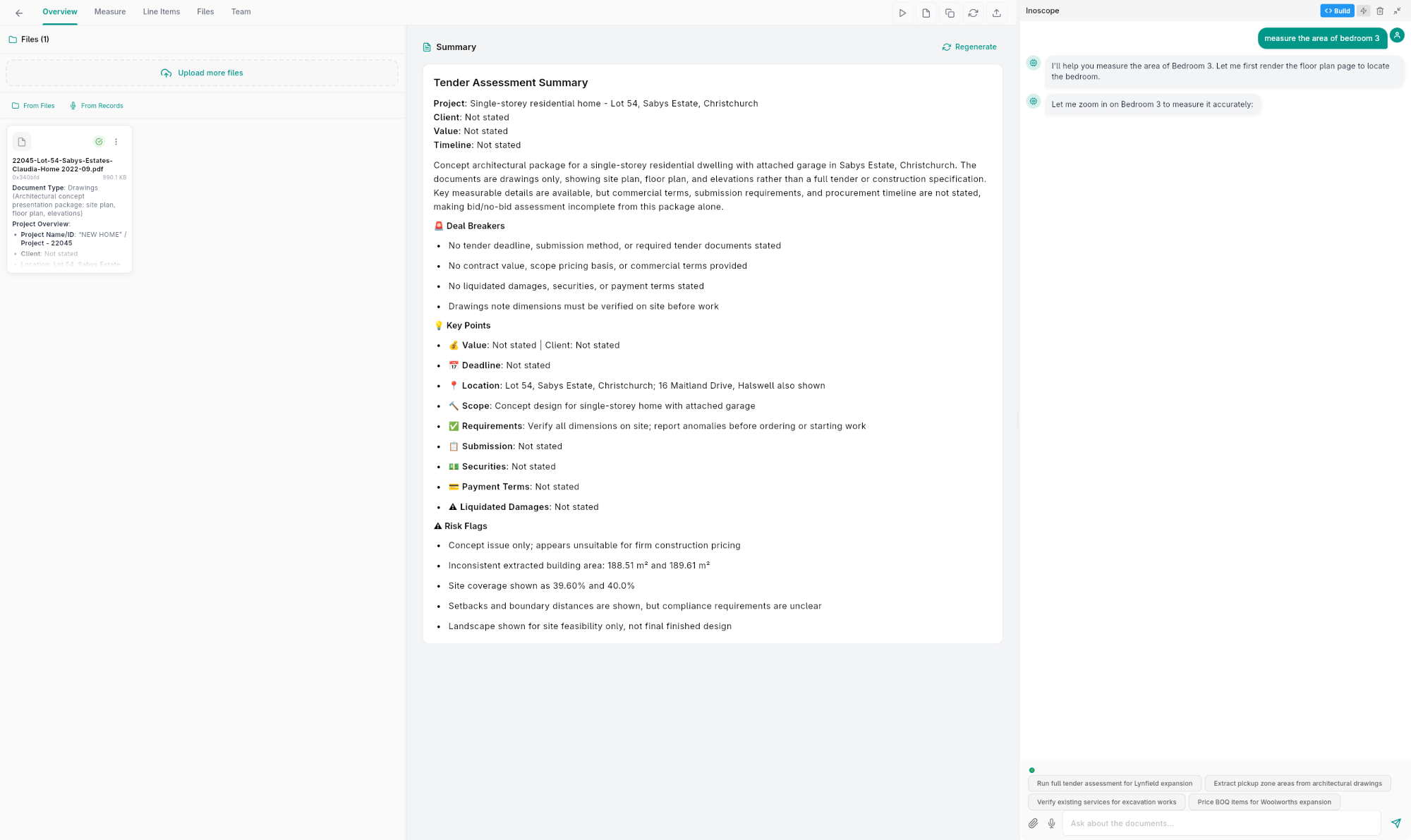 Tender Assessment in Inoscope